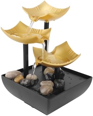3 Tier Desktop Fountain with LED Light and Stones