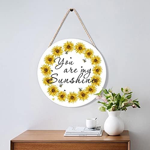 Farmhouse Door Hanger Sunflower Wreath Wood Sign for Home Decor