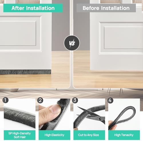 Idemeet Hidden Door Draft Stopper 39 Inch Weather Stripping Seal