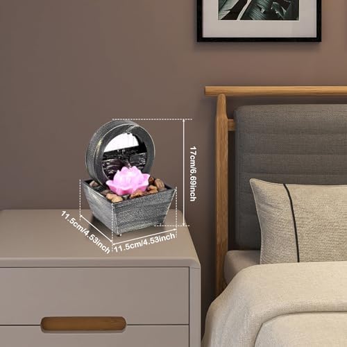 Zen Mini Tabletop Fountain with Light and Waterfall Sound