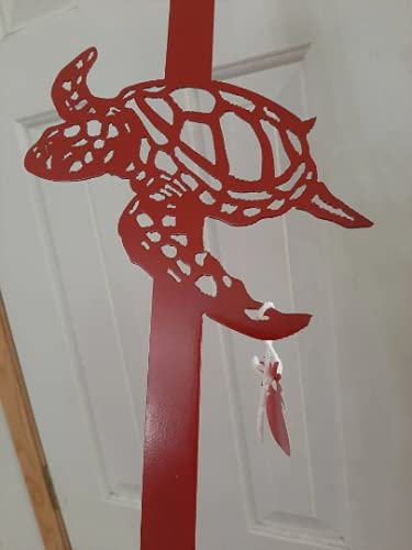 Sea Turtle Wreath Door Hook Orange 13 Inches Long
