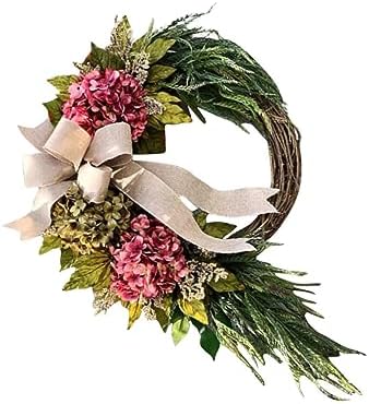 Cabilock White Hydrangea Garland Wreath Decor Front Door Hanger