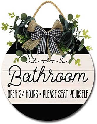 LERJIMUX Funny Bathroom Door Sign Wreath Decoration