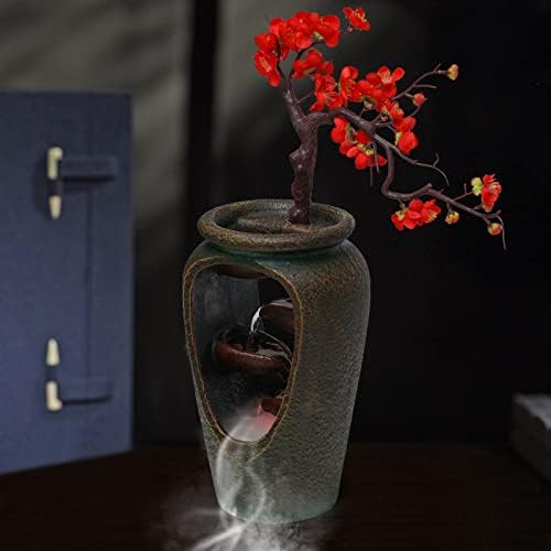 20 Inch Tabletop Decorative Flower Vase Water Fountain Humidifier with LED Lights