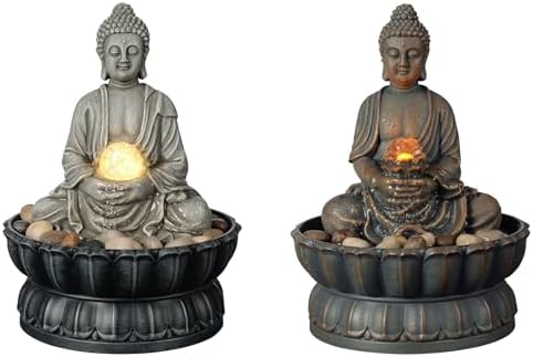 Kalona Zen Tabletop Buddha Fountain with LED and Rolling Ball