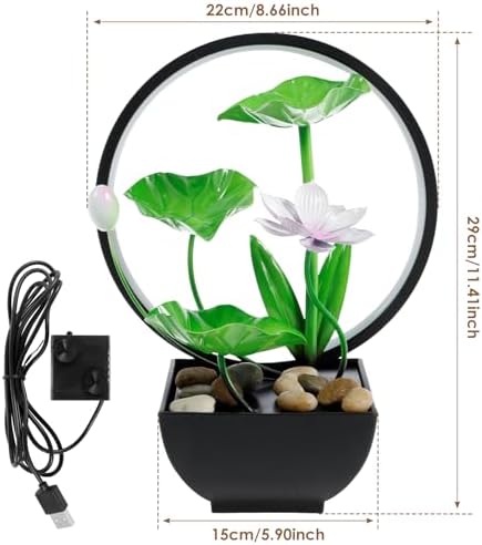 Water Lily Tabletop Fountain with USB Charging and Built-in Pump 3 Tiers