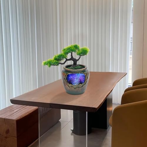 Tabletop Fountain with LED Light and Pine Decoration