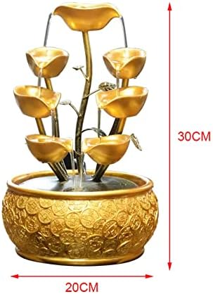 Gold Leaf Tabletop Fountain with Chinese Coin Decor