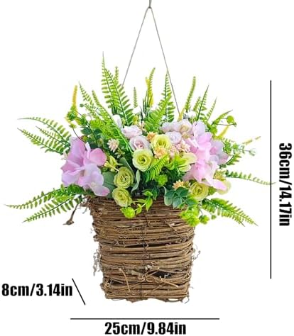 Artificial Rattan Basket Wreath - Seasonal Door Hanger