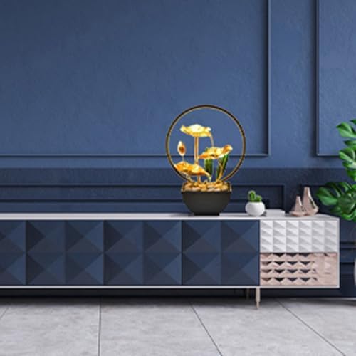 Elegant 3 Tiered Indoor Tabletop Fountain with LED Light and Natural Stones