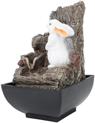 Bunny Tabletop Fountain with LED Lights and Quiet Pump