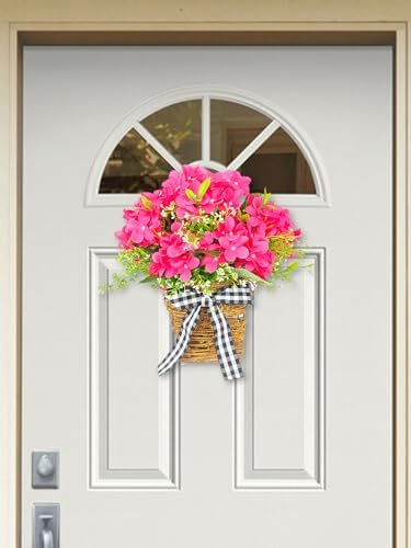 Artificial Geranium Door Wreath Basket Decor