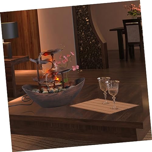 Luxshiny Waterfall Decor Tabletop Fountain with LED Light
