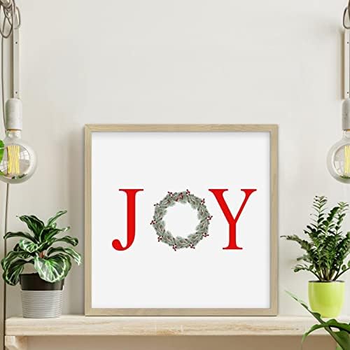 Letter Joy Winter Door Hanger Wreath Wood Framed Sign