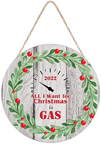 Farmhouse Door Hanger Christmas Wreath Funny Wood Sign 10x10