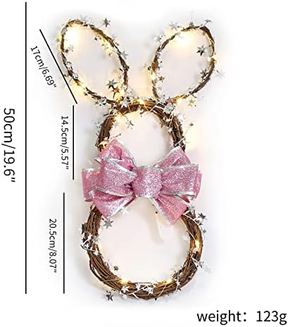 Cakina Foldable Rattan Rabbit Wreath Hanger for Glass Door