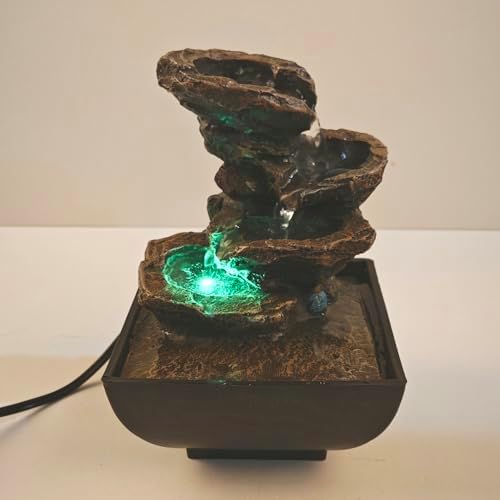 YOUUGIOR 4-Tier Tabletop Water Fountain with LED Lights