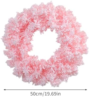 Light Pink Flocked Artificial Christmas Wreath
