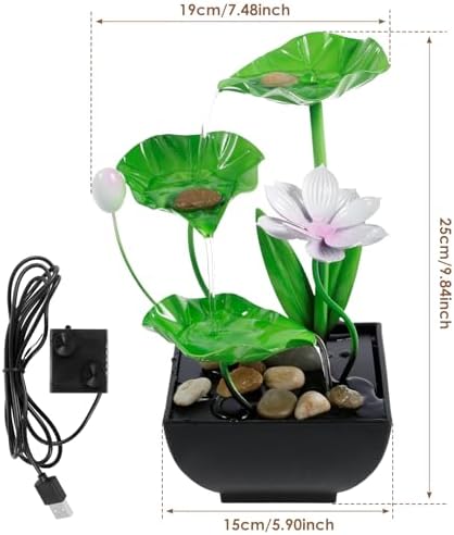 Water Lily Tabletop Fountain with USB Charging