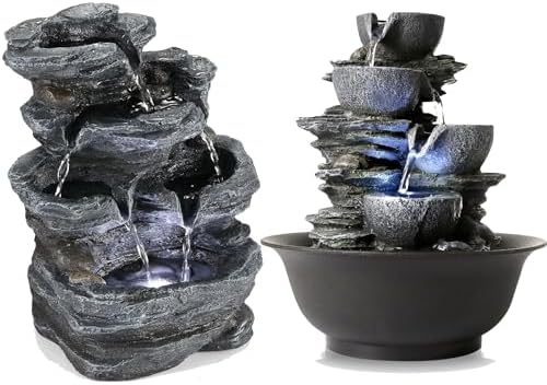 WICHEMI Tabletop Indoor Fountain with LED Light
