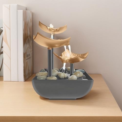 Tabletop Water Fountain with LED Light Indoor Zen Decor