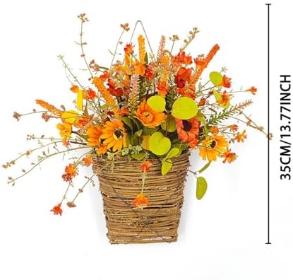 Fall Front Door Flower Basket 137in Autumn Wreath Decor