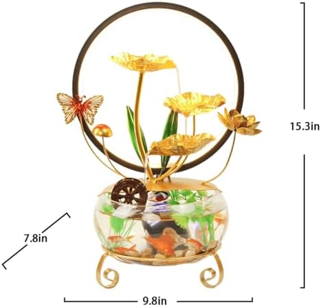 Modern Lotus Leaf Tabletop Fountain with LED Light and Decorative Butterfly