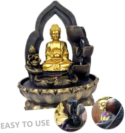 Buddha Waterfall Fountain LED Light Resin Indoor Decor