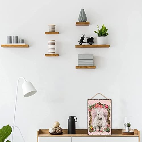 Welcome Easter Bunny Rabbit Door Sign Spring Wooden Wreath Outdoor Decor