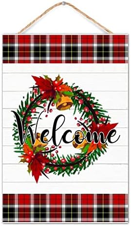 Winter Door Hanger Wreath Front Door Sign Farmhouse Porch Decor