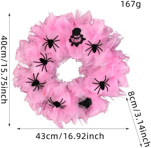Halloween Pink Spider Wreath Door Hanger