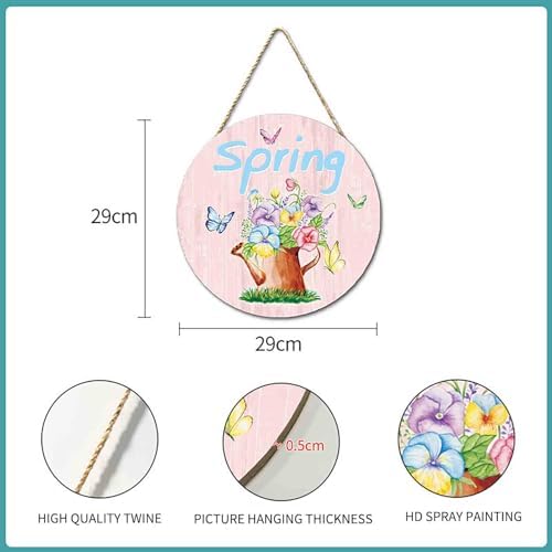 VIVIANYO HD Spring Door Sign 114in Round Decorative Wall Hanging Wooden Plaque