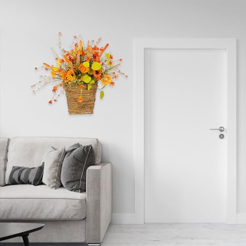 Fall Front Door Flower Basket 137in Autumn Wreath Decor