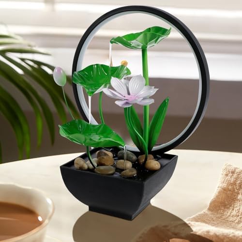 Water Lily Tabletop Fountain with USB Charging and Built-in Pump 3 Tiers