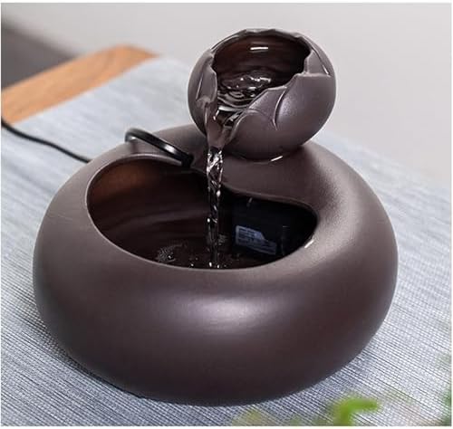 Ceramic Tabletop Fountain with Water Pump for Home and Office