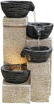 Stacking Bowls Fountain with Warm LED Lights