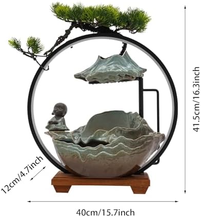 Cute Monk Statue Waterfall Humidifier with LED Light and Atomizer Mist
