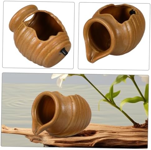 Classic Yellow Tabletop Fountain Ceramic Water Jar Indoor Zen Decor