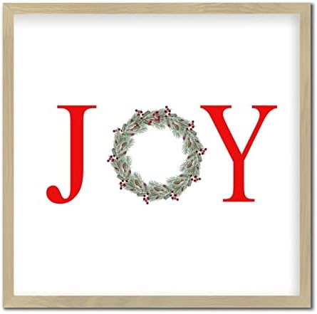 Letter Joy Winter Door Hanger Wreath Wood Framed Sign