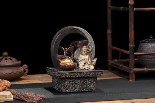Seyee Bro Tabletop Water Fountain Buddha Statue Humidifier