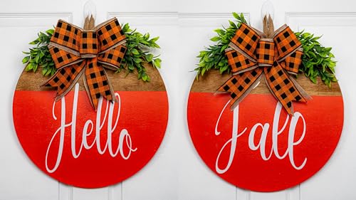 Handmade Double Door Fall Welcome Sign Wreath
