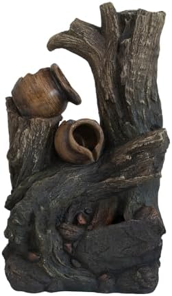 Rustic Broken Pot Water Fountain with LED Light