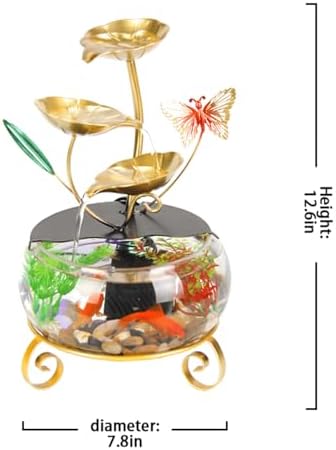 Modern Gold Indoor Water Fountain with Butterfly and Aquatic Plants 1