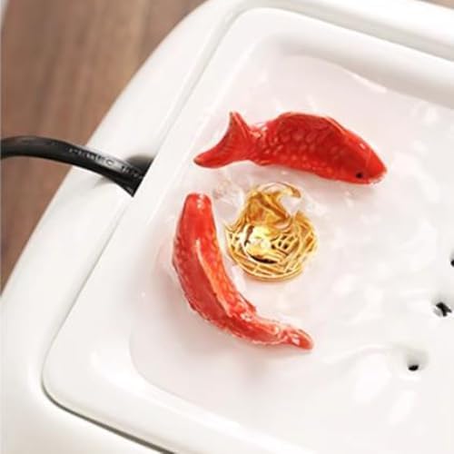 White Tabletop Ceramic Water Fountain with Goldfish