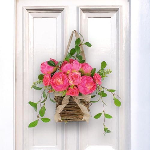 Realistic Rose Flower Door Wreath Spring Decor