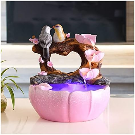 Grey Resin Tabletop Water Fountain with LED Light 10 Inch