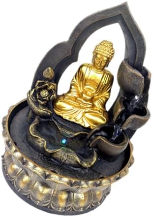 Buddha Waterfall Fountain LED Light Resin Indoor Decor