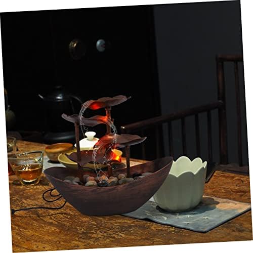 Luxshiny Waterfall Decor Tabletop Fountain with LED Light