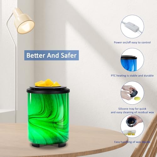Electric Wax Melt Warmer with 7-Color LED Light and Art-Glass Design