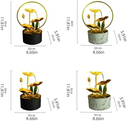 White Tabletop Fountain Indoor Metal Lotus Leaf Decor